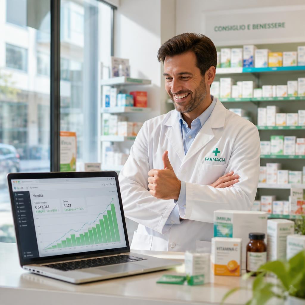 Farmacista soddisfatto con vendite in crescita